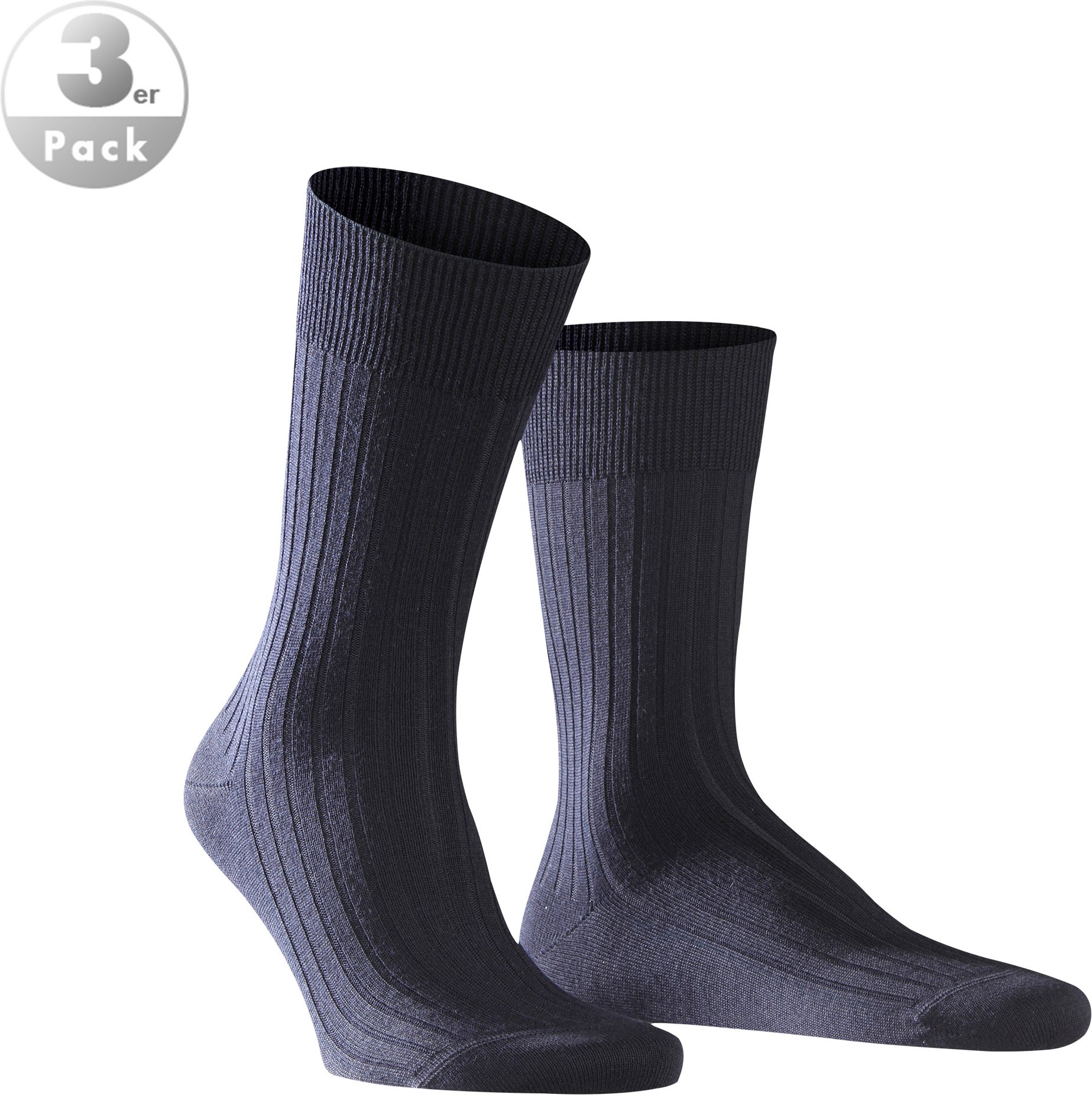 Thumbnail - Falke Herren Socke blau Schur-Wolle unifarben