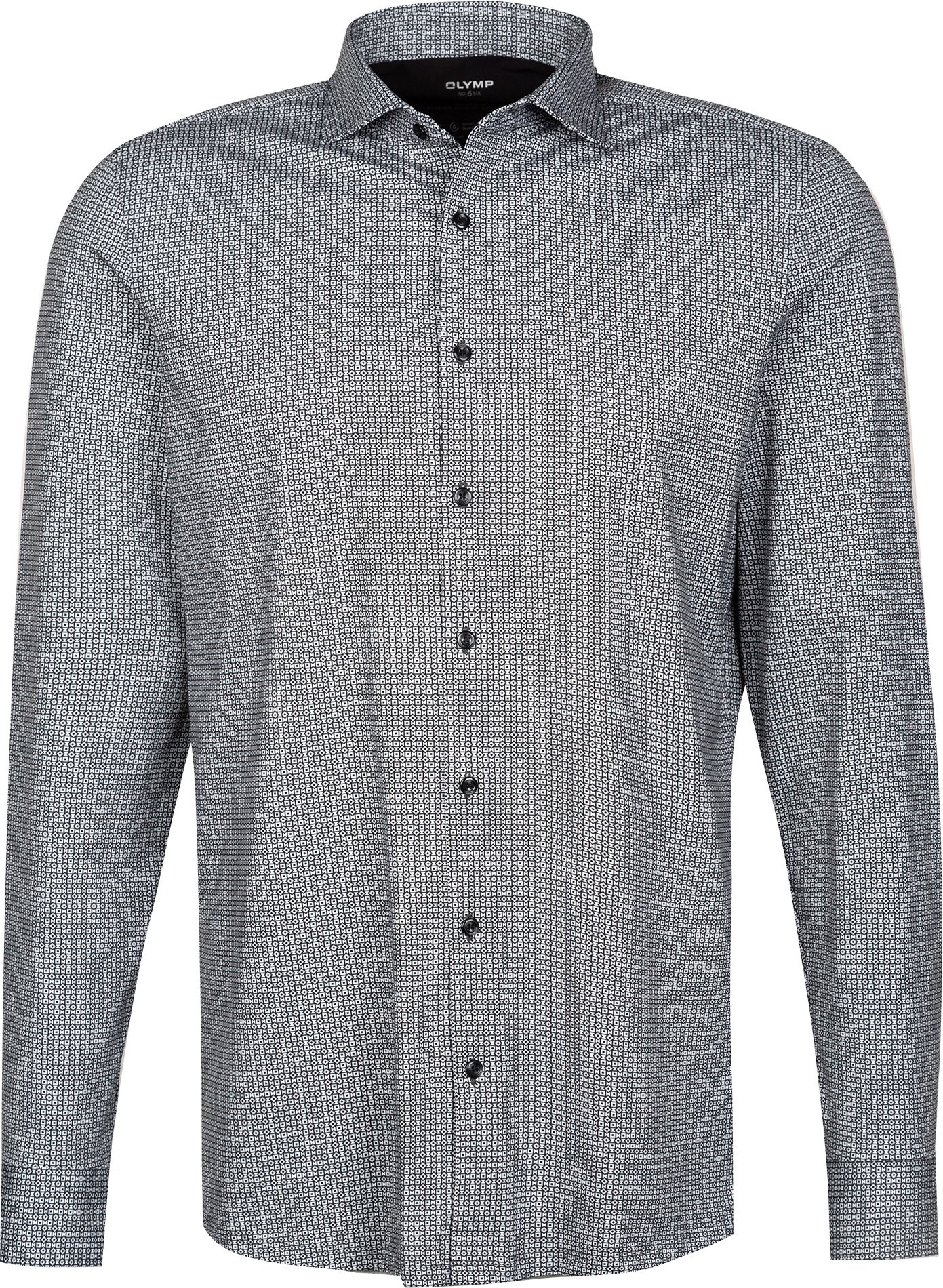 Thumbnail - OLYMP Herren Hemd schwarz gemustert Slim Fit