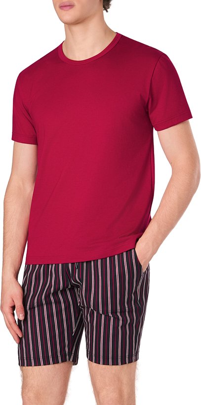 CALIDA Herren T-Shirt rot Jersey-Baumwolle unifarben