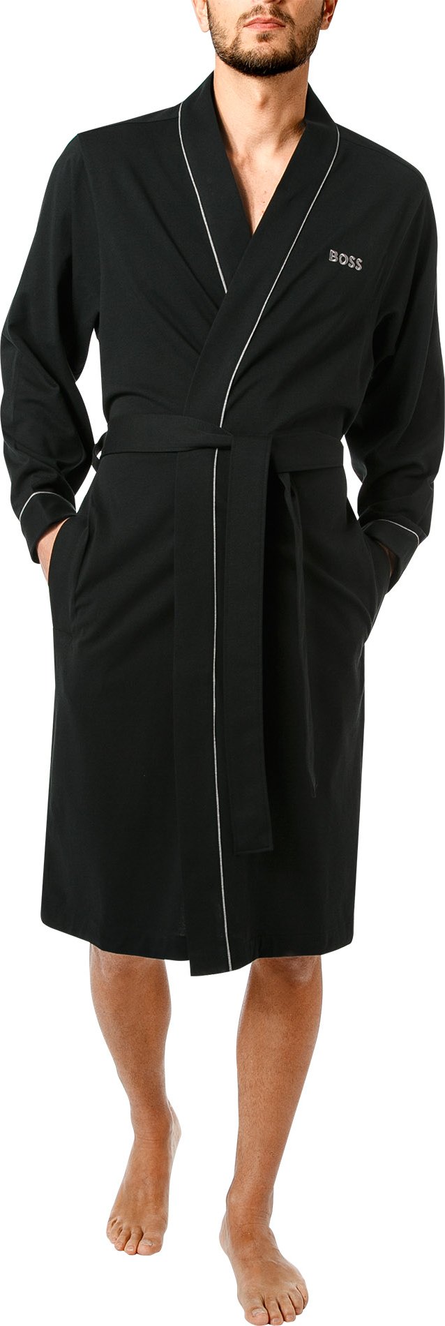 BOSS Black Herren Bademantel schwarz Baumwolle & Mix unifarben