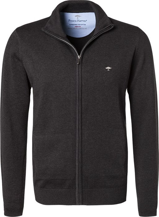 Thumbnail - Fynch-Hatton Herren Cardigan schwarz unifarben