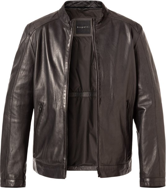 Thumbnail - bugatti Herren Lederjacke grau unifarben