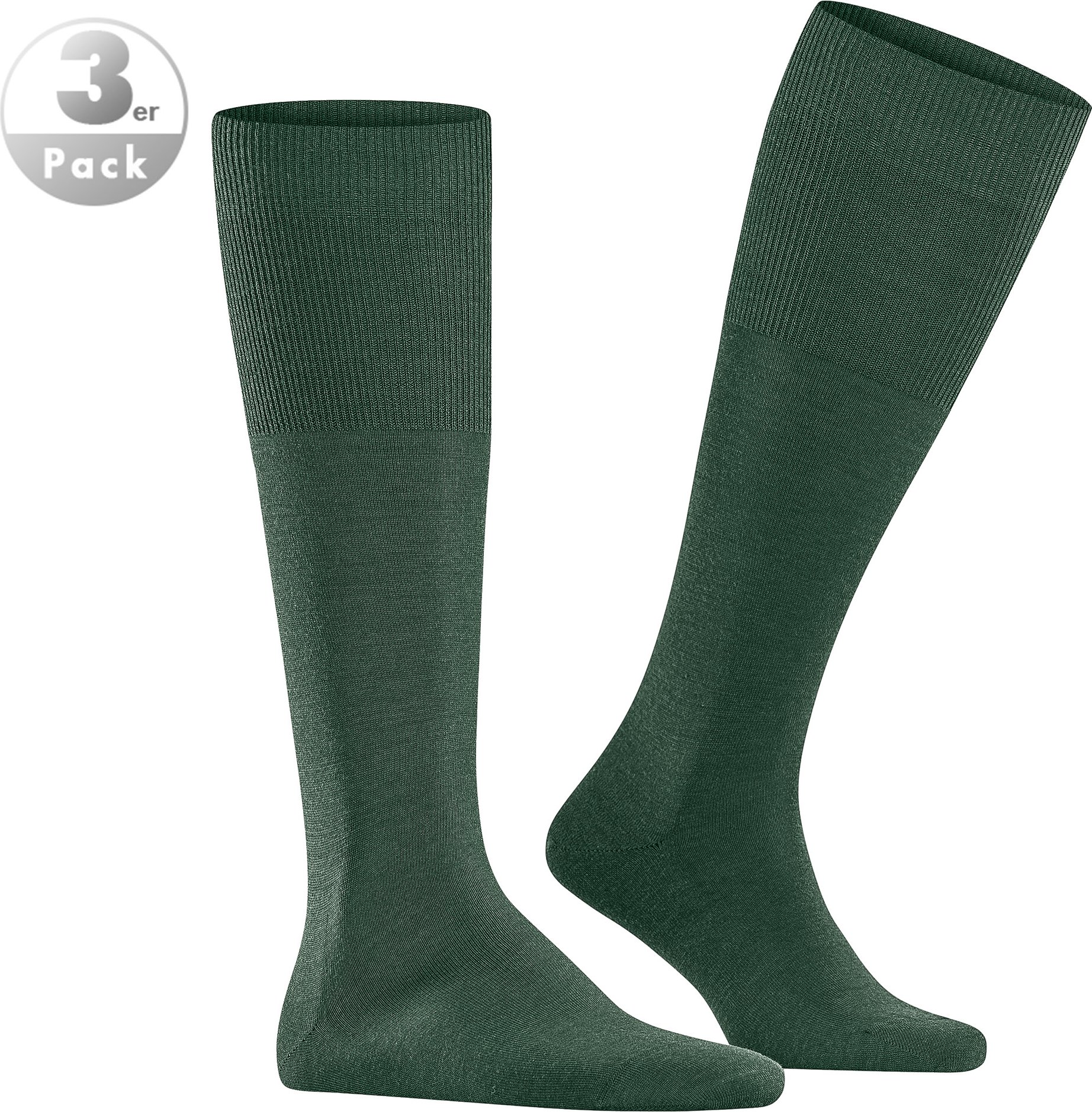 Thumbnail - Falke Herren Kniestrümpfe grün Schur-Wolle unifarben