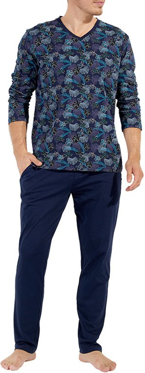 HOM Herren Pyjama blau Baumwolle & Mix Gemustert