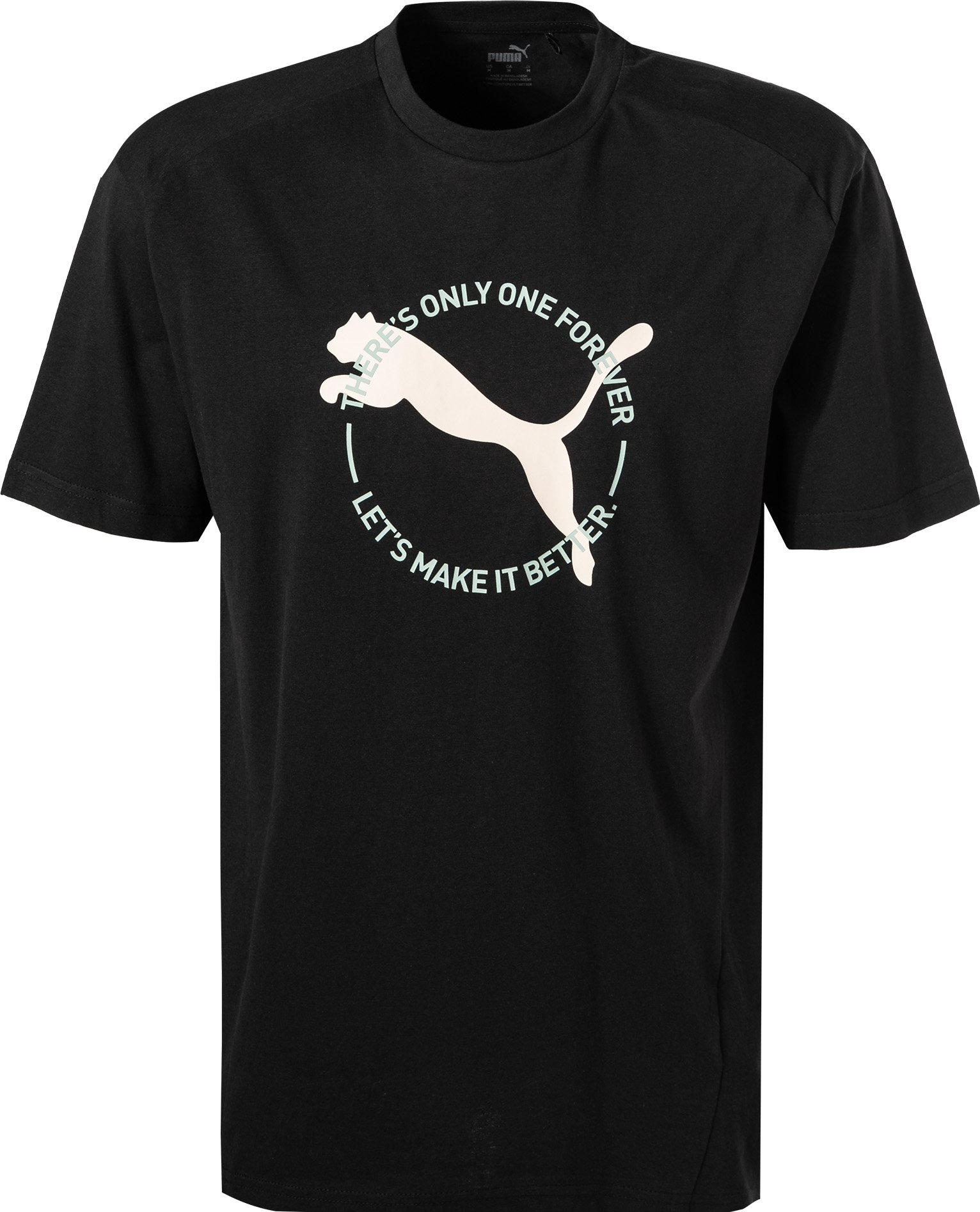 PUMA Herren T-Shirt schwarz Baumwolle & Mix uni mit Motiv