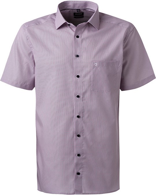 OLYMP Herren Kurzarmhemd rosa gemustert