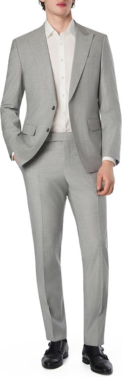 BOSS Black Herren Anzug grau meliert Slim Fit
