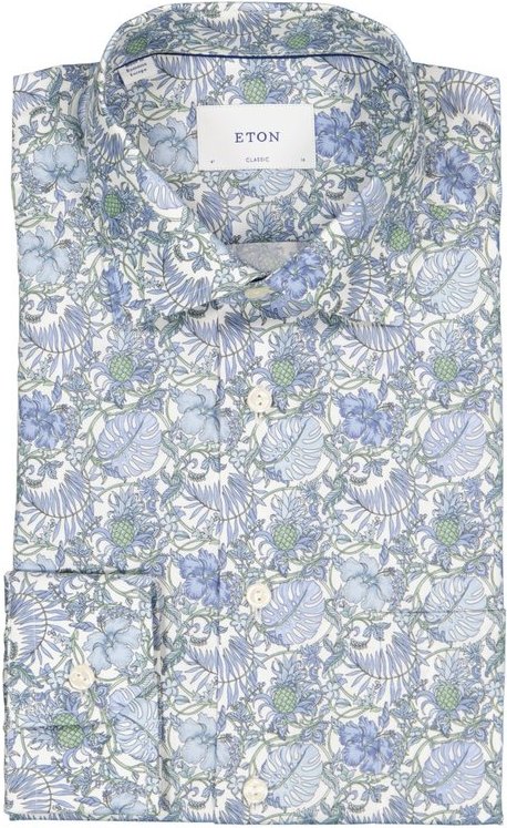 ETON Herren Hemd blau geblümt Classic Fit