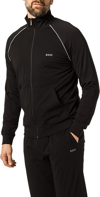 BOSS Black Herren Jacket schwarz Baumwolle & Mix unifarben