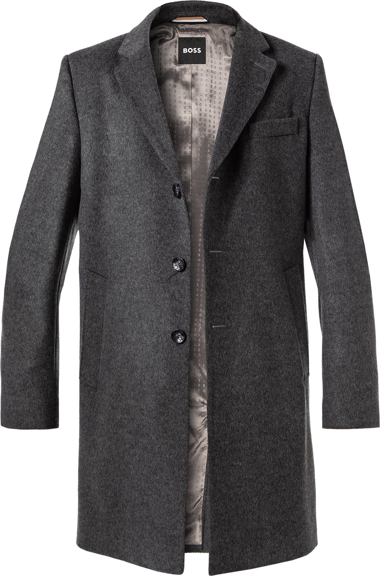 Thumbnail - BOSS Black Herren Mantel grau unifarben Slim Fit