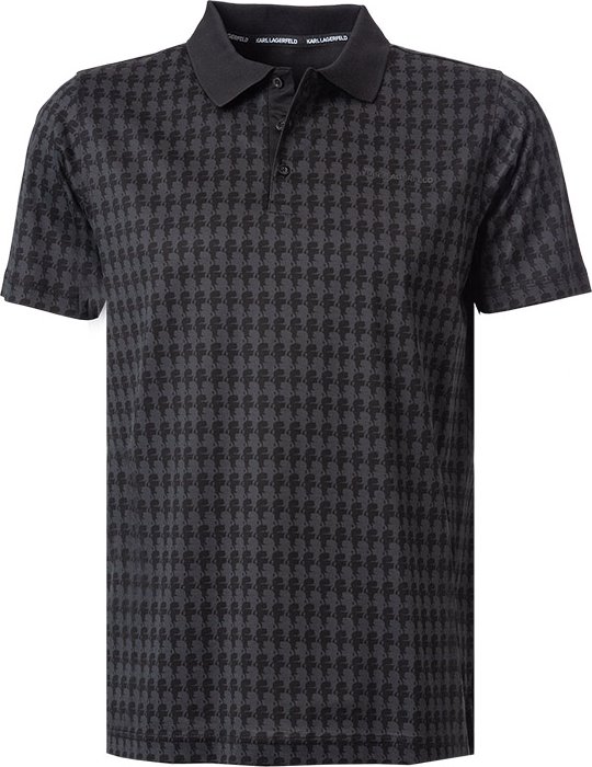 KARL LAGERFELD Herren Polo-Shirt schwarz gemustert