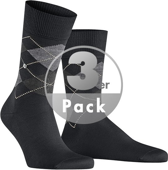 Burlington Herren Socken schwarz Baumwolle & Mix Gemustert