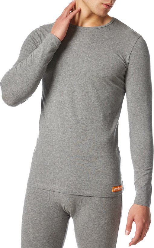 Thumbnail - bruno banani Herren Longsleeve grau Baumwolle & Mix unifarben