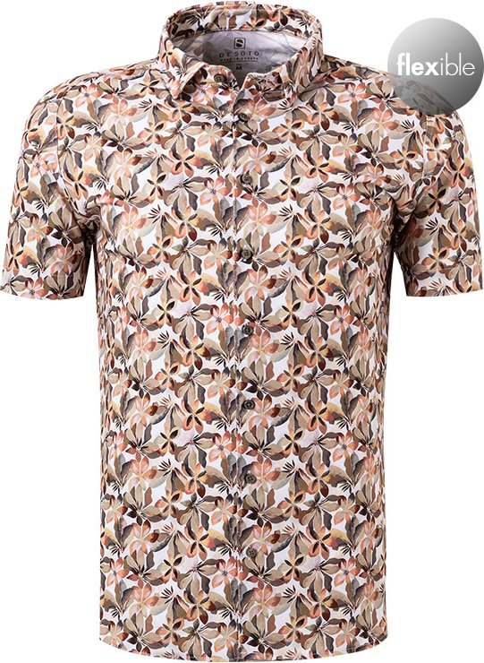 DESOTO Herren Kurzarmhemd braun geblümt