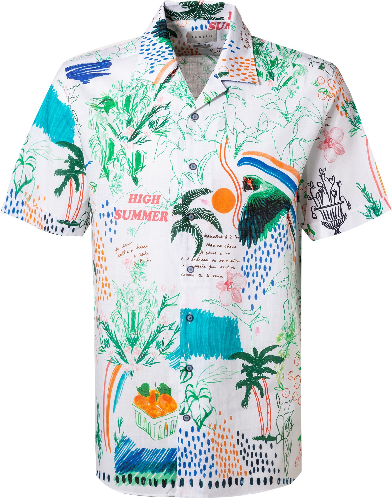 bugatti Herren Kurzarmhemd mehrfarbig gemustert