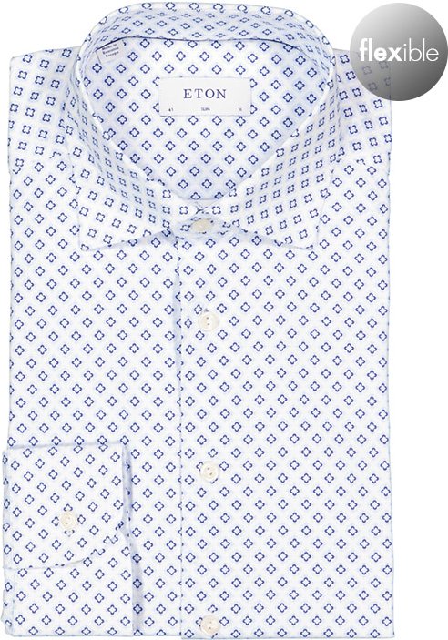 ETON Herren Hemd blau gemustert Slim Fit