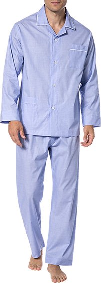 Thumbnail - Novila Herren Pyjama blau Baumwolle & Mix unifarben