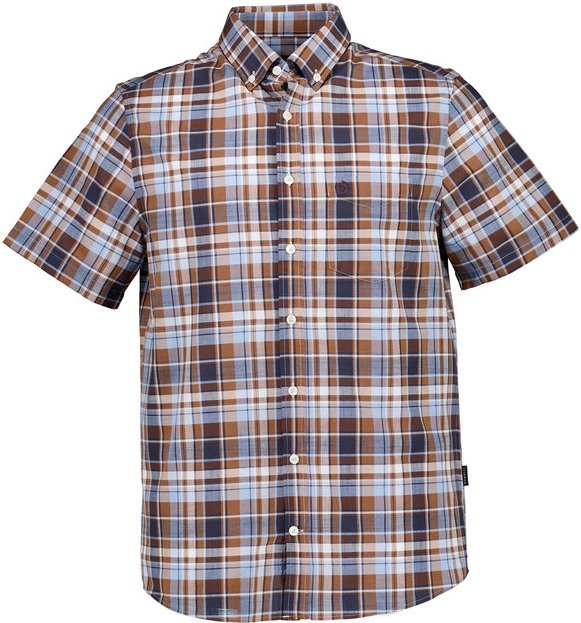 bugatti Herren Kurzarmhemd beige kariert