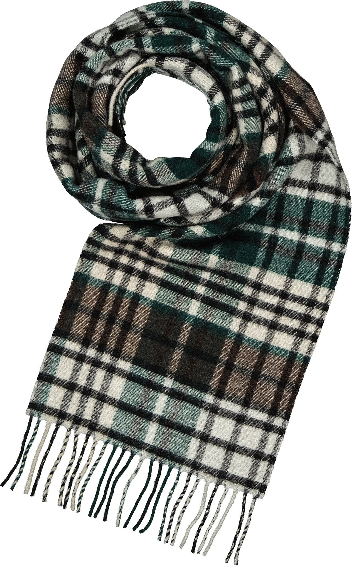 Marc O'Polo Herren Schal grün Woll-Stoff kariert