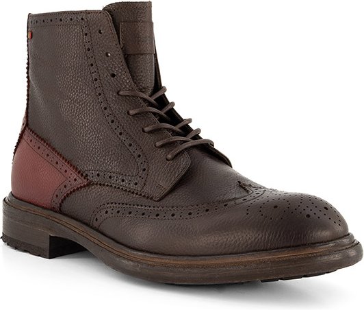 rosso e nero Herren Schnürboots braun Glattleder