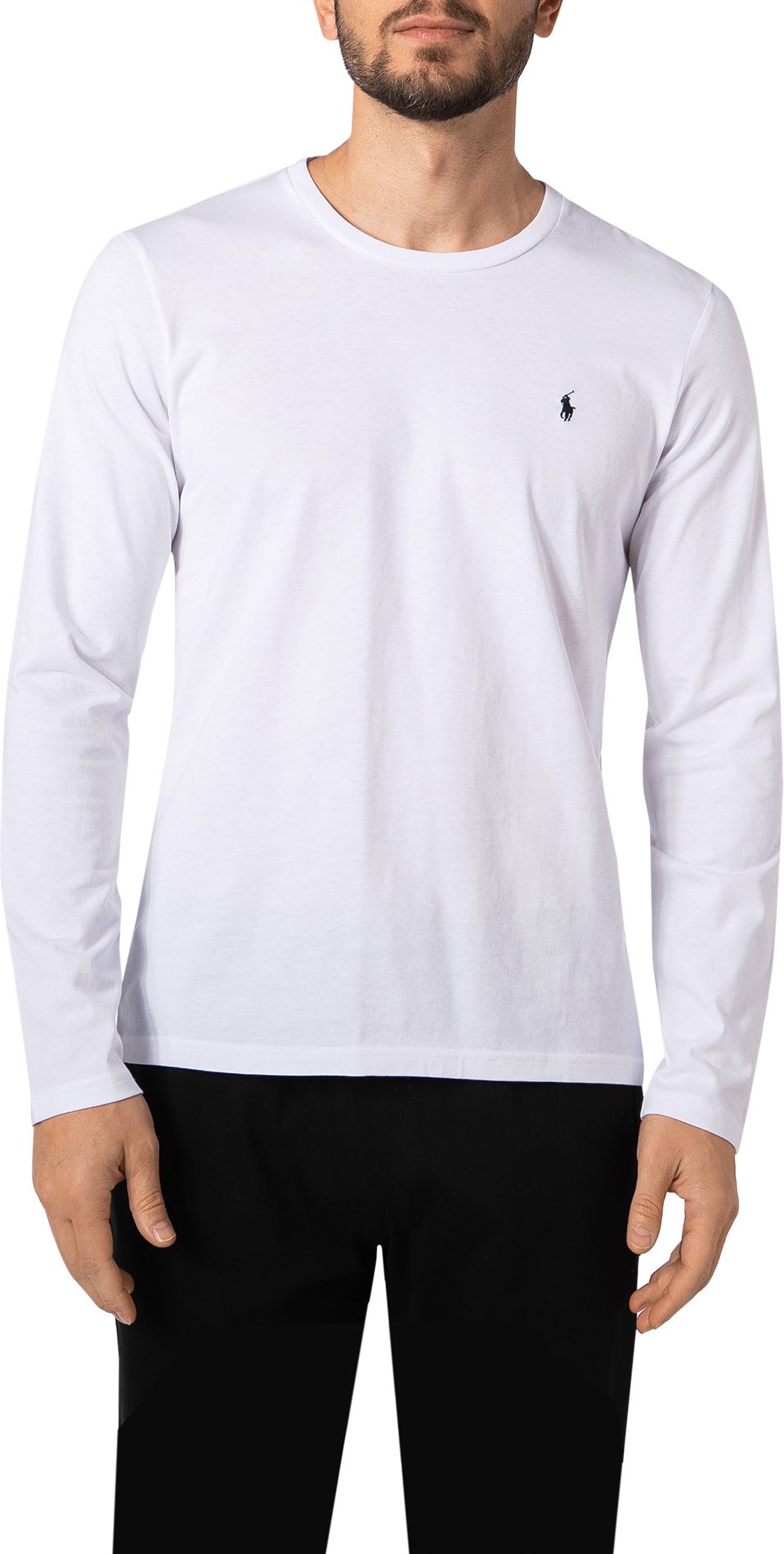 Polo Ralph Lauren Herren Longsleeve weiß Jersey-Baumwolle unifarben