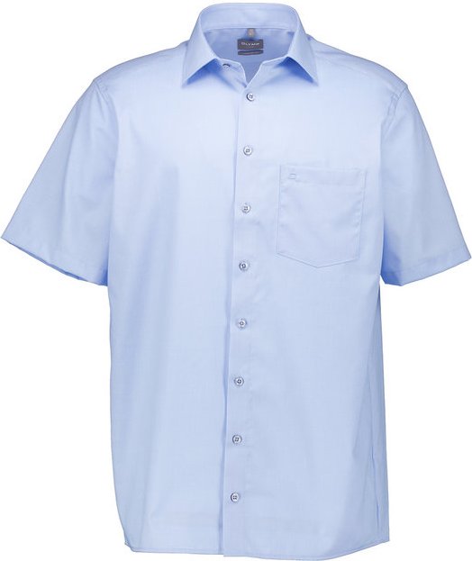 OLYMP Herren Kurzarmhemd blau Comfort Fit