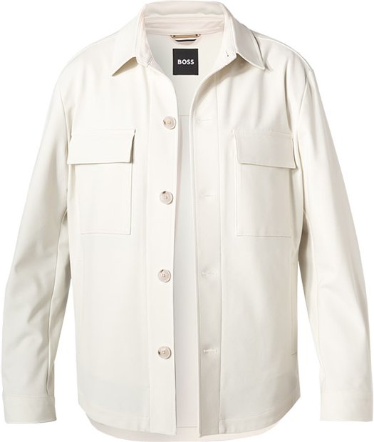BOSS Black Herren Overshirt weiß unifarben