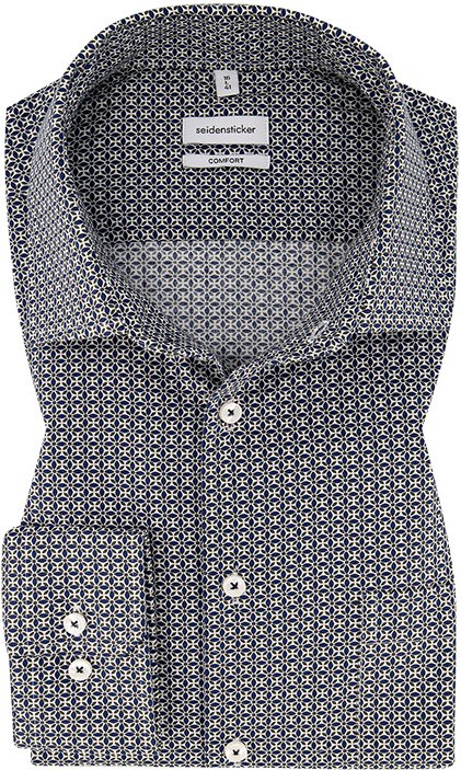 Seidensticker Herren Hemd blau gemustert Comfort Fit