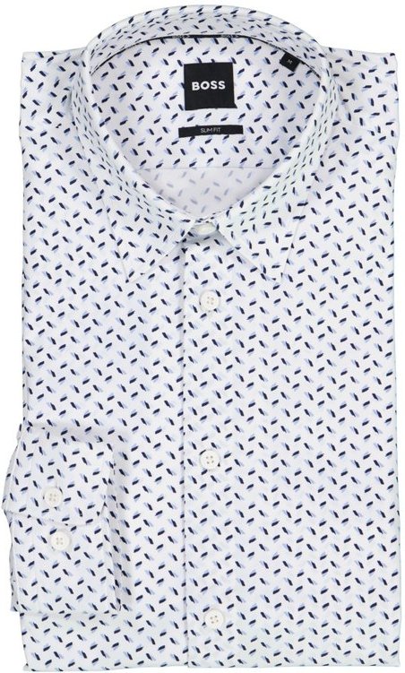BOSS Black Herren Hemd weiß gemustert Slim Fit