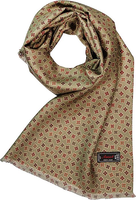 Ascot Herren Schal grün Seide gemustert