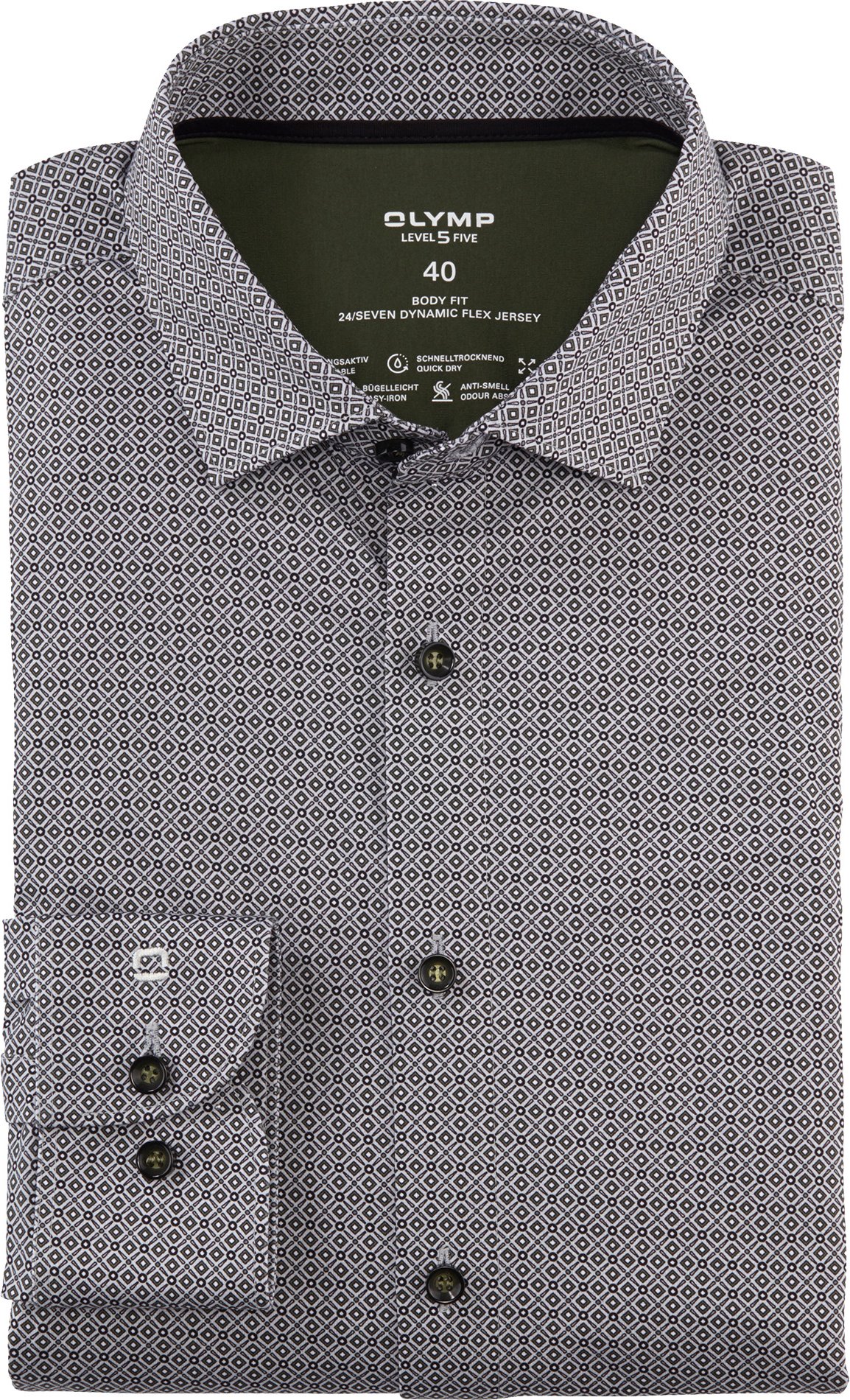 OLYMP Herren Hemd grün gemustert