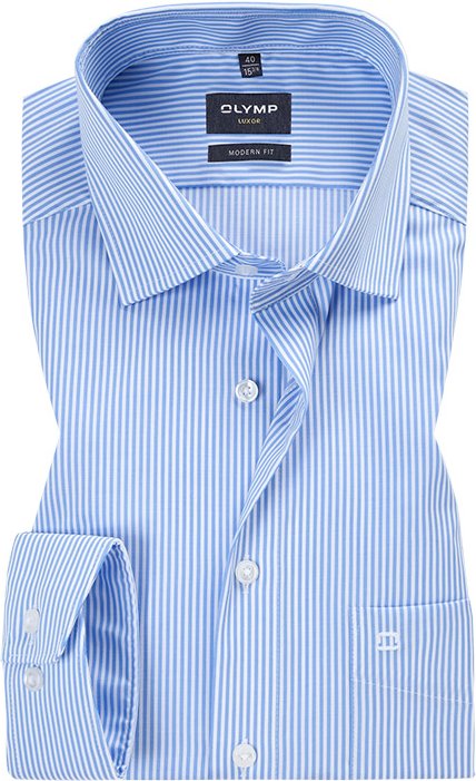 OLYMP Herren Hemd blau gestreift