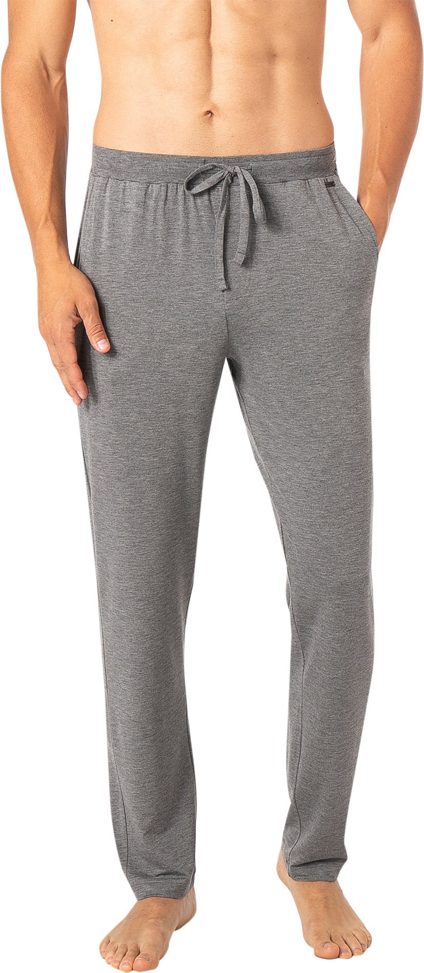 HANRO Herren Pyjamahose grau Jersey-Baumwolle unifarben