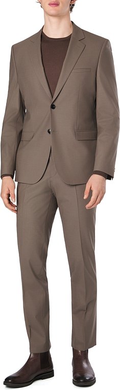 Thumbnail - HUGO Herren Anzug beige meliert Slim Fit