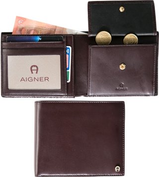AIGNER Herren Geldbörse rot Leder
