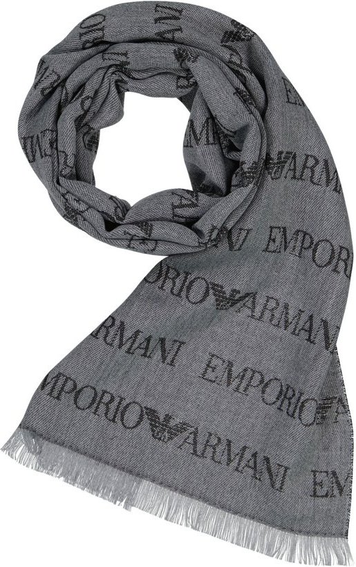 EMPORIO ARMANI Herren Schal grau Woll-Stoff gemustert