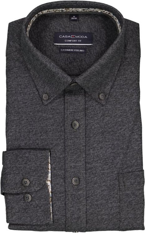 CasaModa Herren Hemd schwarz meliert Comfort Fit