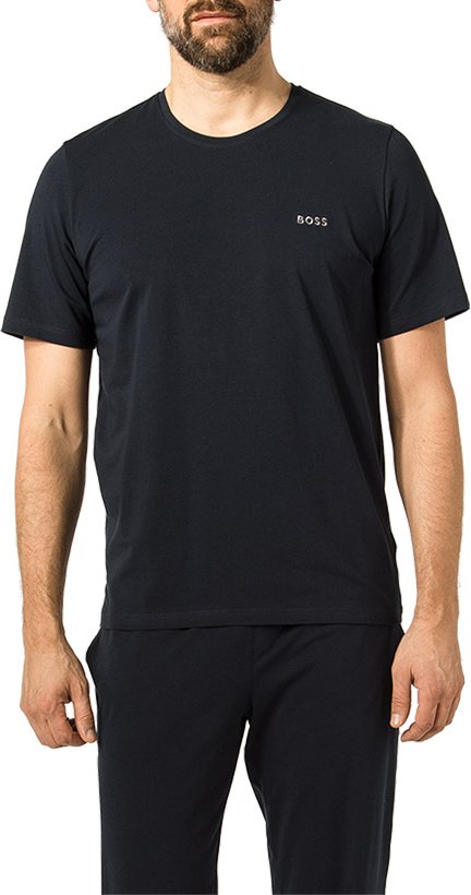 BOSS Black Herren T-Shirt blau Baumwolle & Mix unifarben