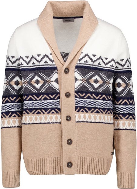 Pierre Cardin Herren Cardigan beige Gemustert,Norweger