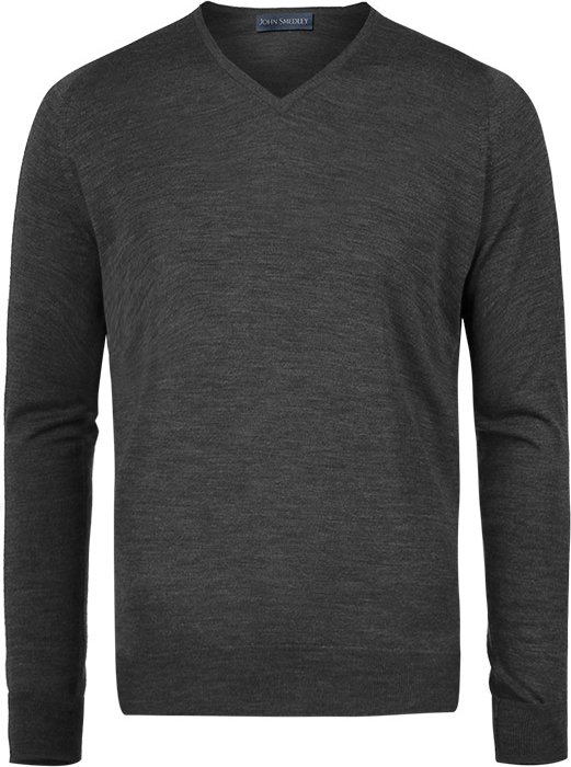 John Smedley Herren V-Pullover grau unifarben