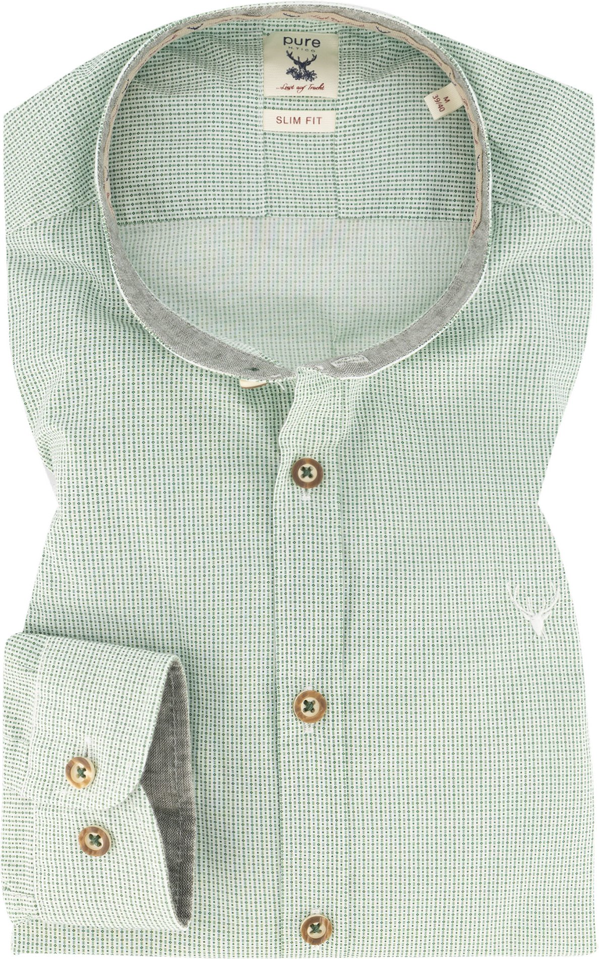 Thumbnail - PURE Herren Hemd grün gemustert Slim Fit