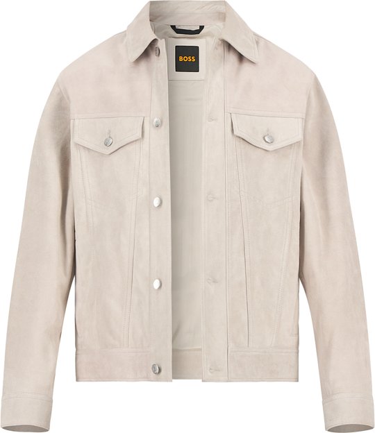 BOSS Orange Herren Lederjacke grau unifarben