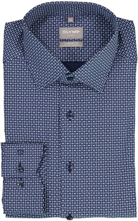 Thumbnail - OLYMP Herren Hemd blau gemustert Comfort Fit