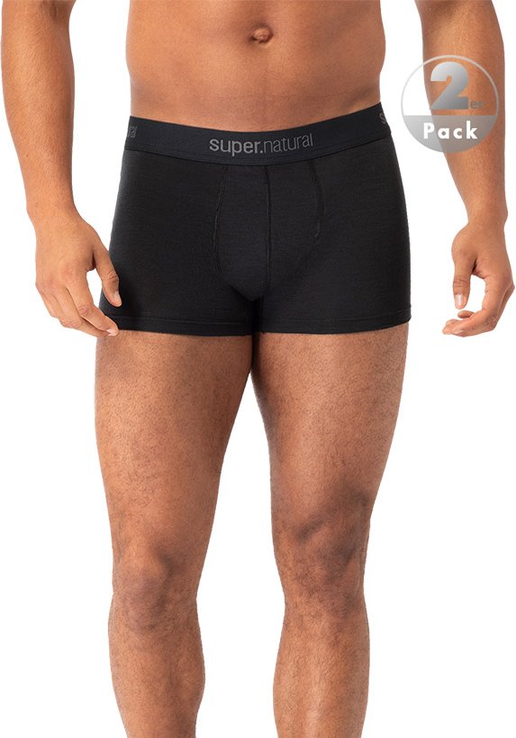 super.natural Herren Trunks schwarz Schurwollmix unifarben