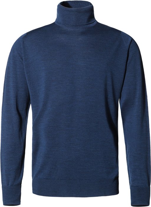 Thumbnail - John Smedley Herren Rollkragenpullover blau unifarben