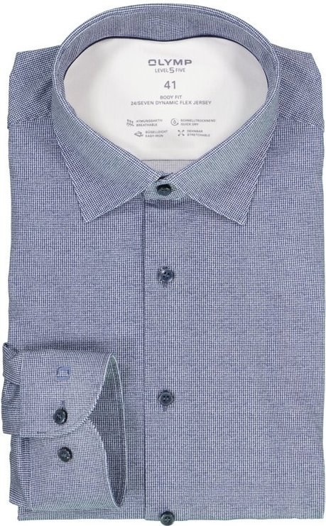 OLYMP Herren Hemd blau gemustert