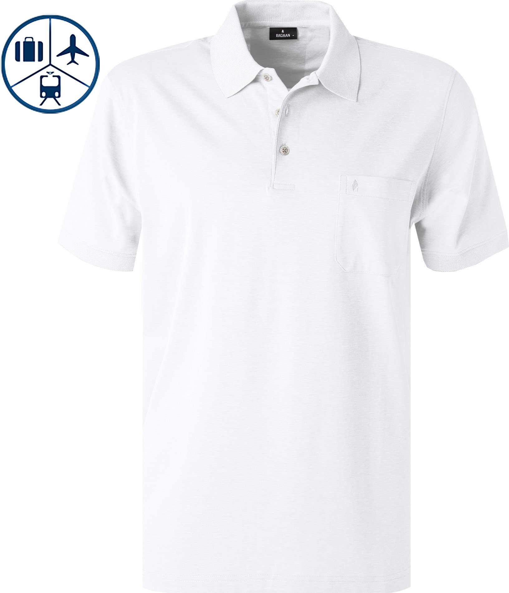 RAGMAN Herren Polo-Shirt weiß