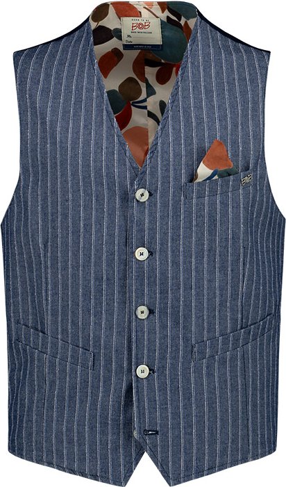 BOB Herren Weste beige gestreift