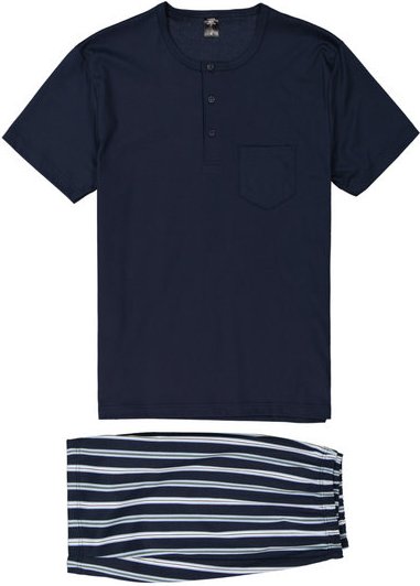 Thumbnail - CALIDA Herren Pyjama blau Jersey-Baumwolle Gemustert