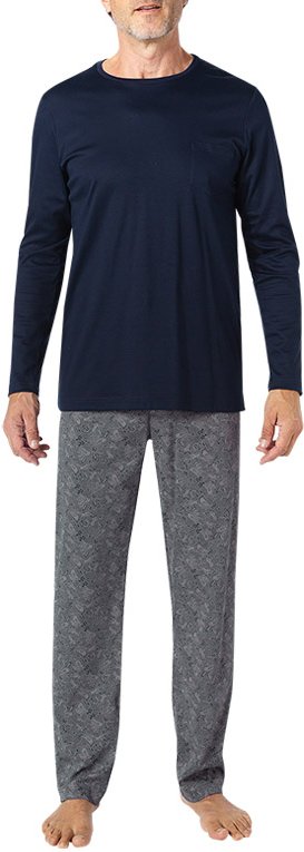 Thumbnail - Novila Herren Pyjama blau Jersey-Baumwolle Gemustert